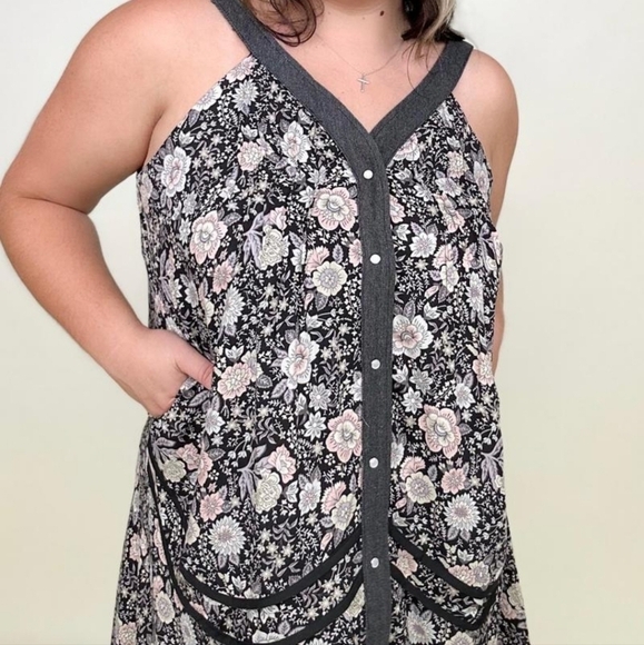 Davi & Dani Sleevelss Floral Snap-Front A-Line Ankle Length Maxi Dress - Size S - Picture 3 of 16